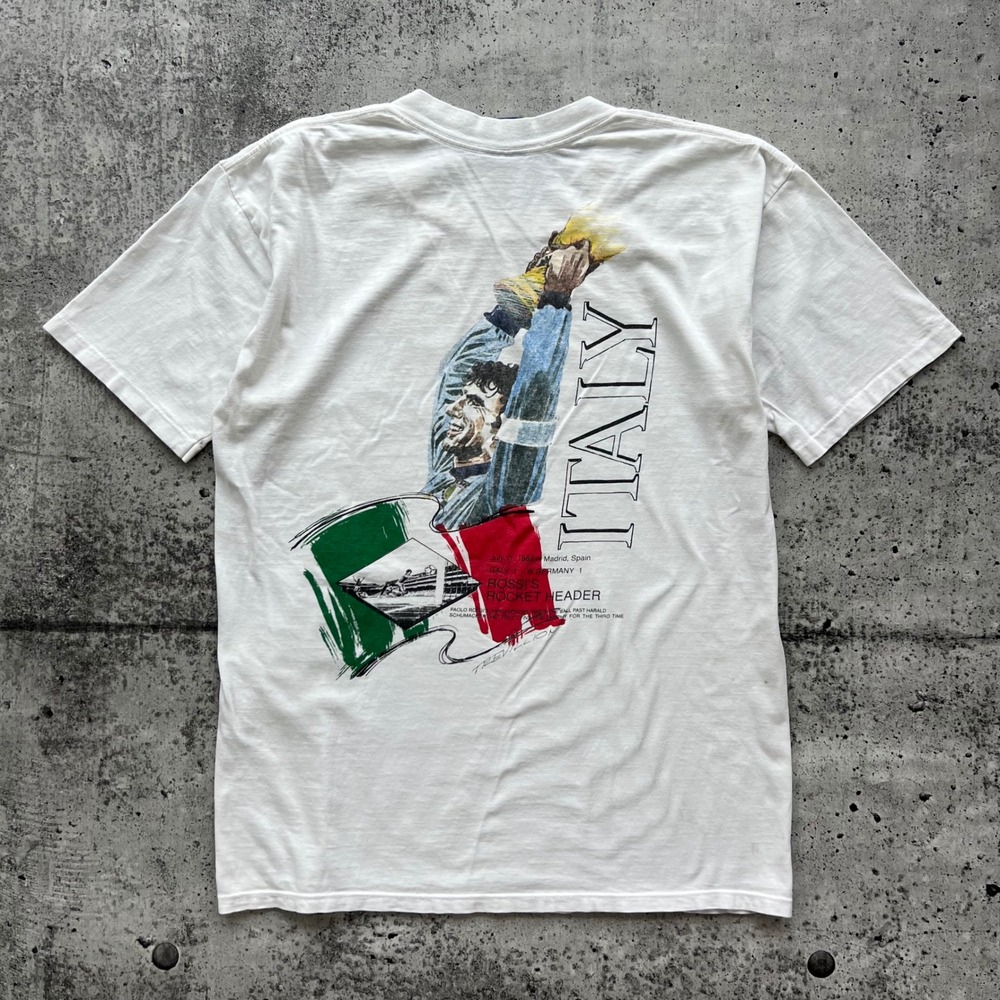 Vintage Umbro T-Shirt Mens Large White Italy Soccer Paolo Rossi 1982 World Cup